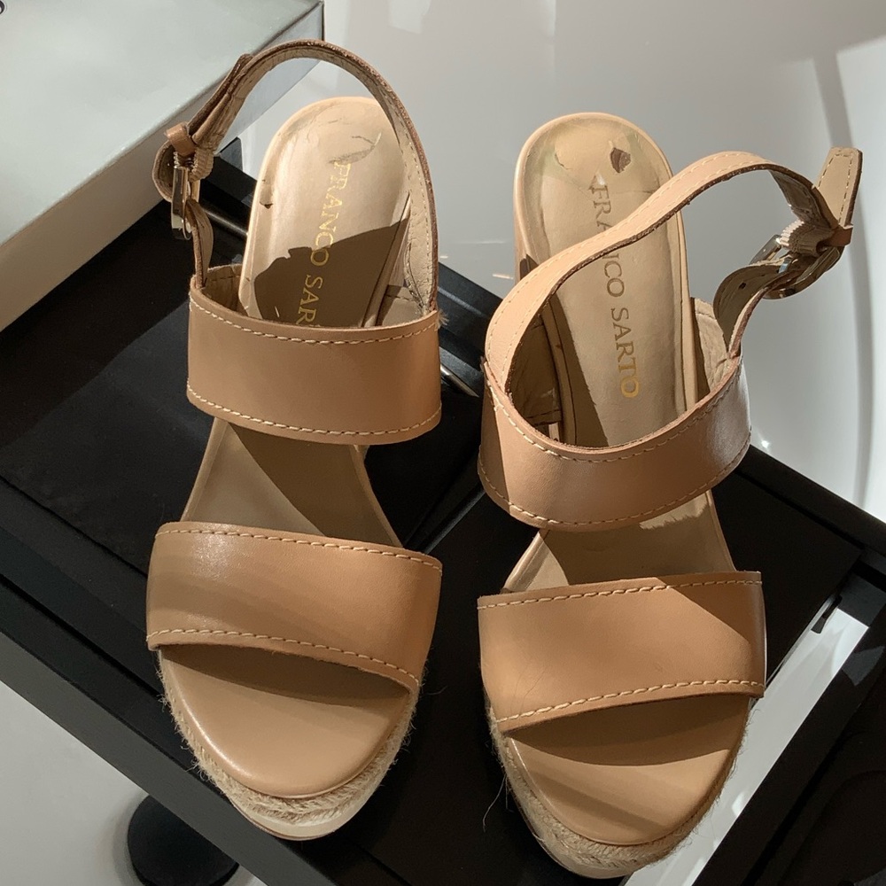 Franco Sarto Wedge Beige Women's Sandals Sz 8 Like new!
